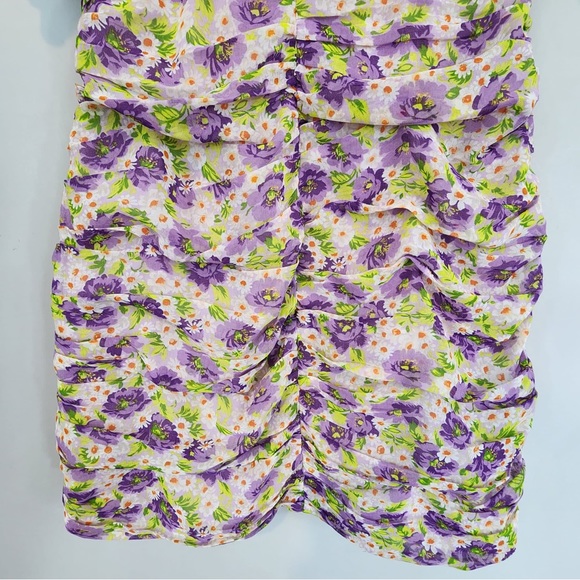 Zara Floral Ruched Puff Sleeve Dress Sz. Medium - Picture 7 of 9